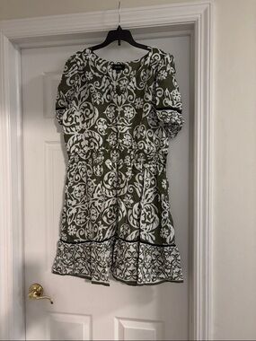 Green and White Printed MSK Petite Dress